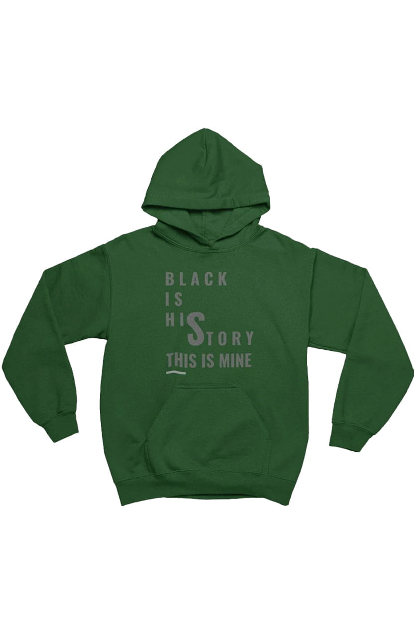 Green hoodie with text on a white background